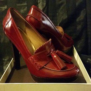 Coach Alisia Box Calf, Dk Cherry, Women US 8.5 B